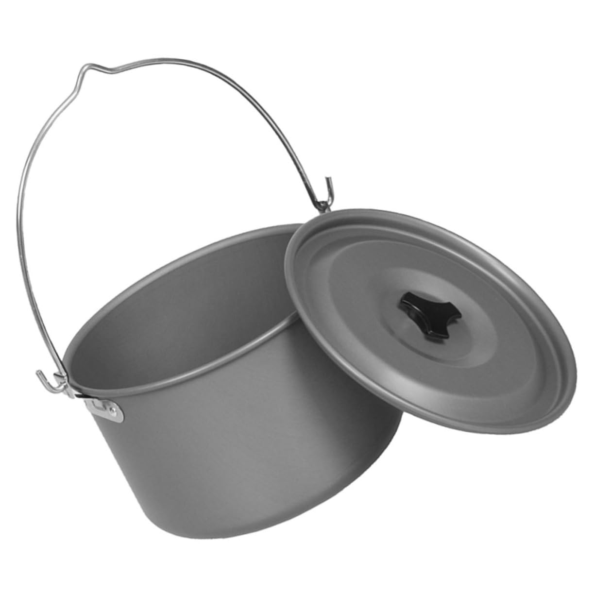 POPETPOP Aluminum Camping Pot Set with Lid Portable Cookware for Outdoor Cooking Hiking Picnics Campfires Lightweight Durable Design for People Deep Gray