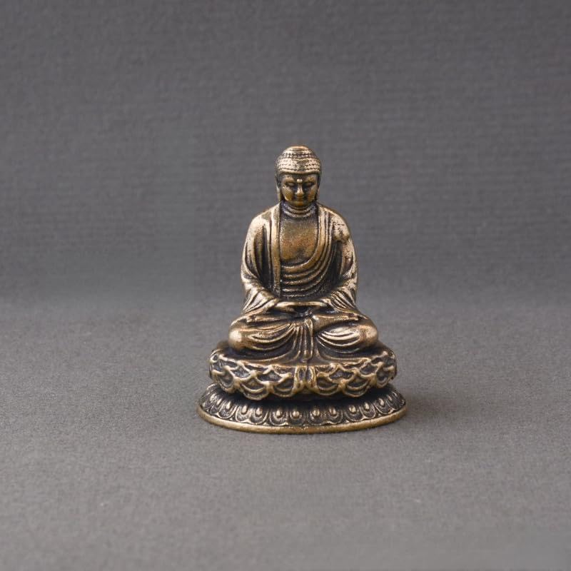 Buddhism Meditation Buddha Statue Figurine Metal Copper Brass Portable Mini Size Sculpture Travel Altar Office Table Decor Car Dashboard Zen Accessories Ornaments (E) image 4