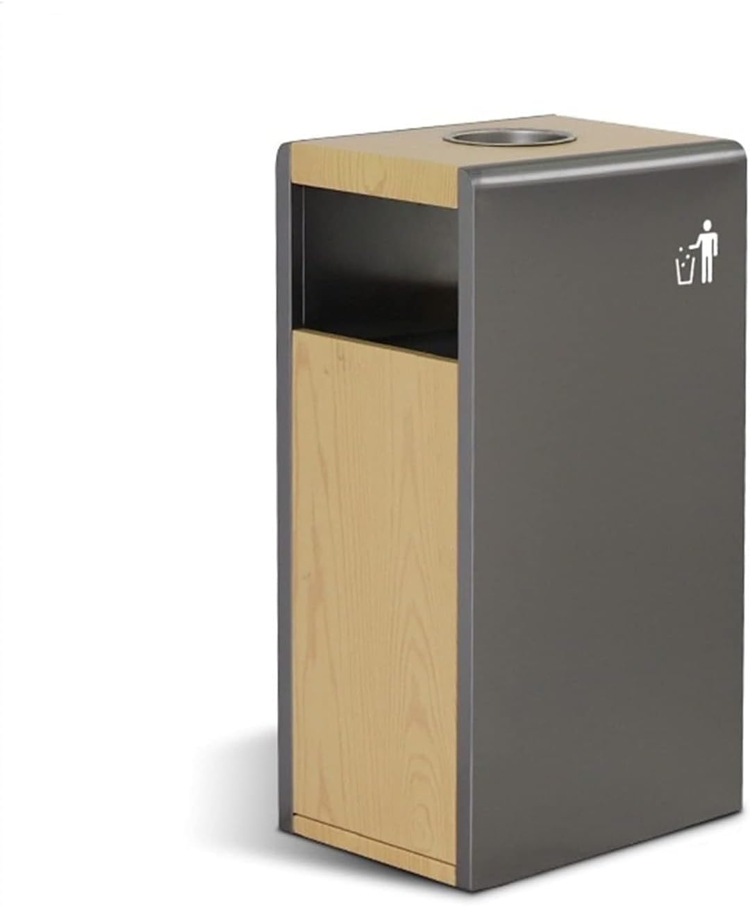 Trash Can Trash Cabinet Stainless Steel Electroplating Trash Can, Classified Trash Can, with Noise Reduction Slide and Top Ashtray, for Indoor and Outdoor Use(C Single Barrel)