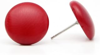 Round Tagua Stud Earrings Red Handmade Fair Trade