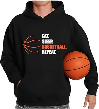 هودي كرة السلة Tstars للرجال - بلوفر Eat Sleep Ball Repeat - هدية للمدربين واللاعبين والمشجعين