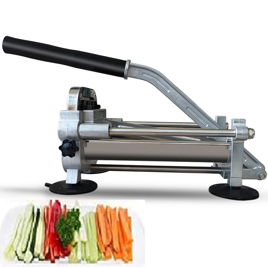 Coupe-frites manuel en acier inoxydable robuste avec lames interchangeables