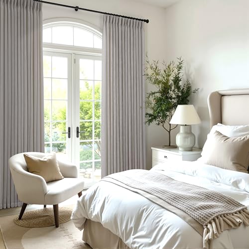 Pinch Pleated Linen Curtains 96 Inches Long 2 Panels for Living Room Bedroom Light Filtering Curtain Memory Shape Trained Pinch Pleat Thick Linen Drapes Back Tab with Hooks Clip Rings Taupe by COMON HOME - Image 7