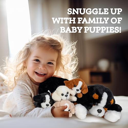 Pixiecrush CGPUPFAM2 Dog Stuffed Animals For Girls Ages 3-8 - Mommy Bernese Stuffed Dog With 4 Puppies - Magical Dog Pillow Plushie - Enchanting Puppy Surprise Toys thumb #5