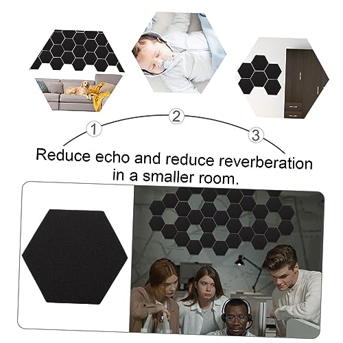 3Pcs Soundproof Hexagon Foam Tiles para Estudios de Grabación, Negro PU miniatura 3