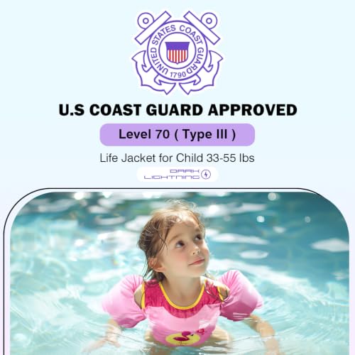 Image of Dark Lightning Toddler Swim Vest for Kids Ages 2-7, Kids Pool Floaties with Arm Wings, USCG Approved Life Jacket for Boys Girls, 33-55 lbs