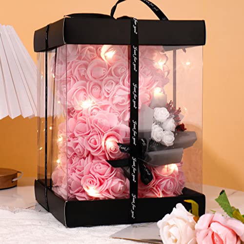 Ywbg Rose Bear Personalized Gifts For Women Mom,Mothers Day Unique Gifts For Women,Handmade Teddy Bear Valentine's Gifts For Her,Birthday Rose Teddy Bear Gifts For Mom With Led Lights (Light Pink) #TOP2