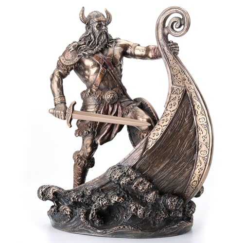 Estatua Decorativa Vikinga de Bronce Antiguo 9.5 In