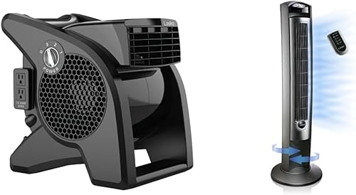 Lasko Ventilador de torre oscilante de alta velocidad con pivote de 42"