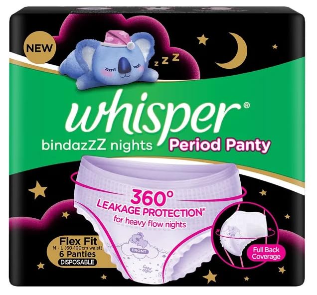 Whisper Bindazzz Nights Period Panty 6 units (pack of 1) Ultimate Protection & Comfort, Locks Odour & wetness, Cotton like soft top layer, Disposable Wrapper (B0D6LM3SV5) Amazon Price History, Amazon Price Tracker