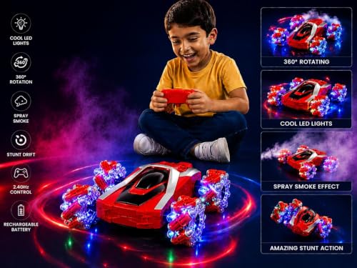 Image of Umadiya Remote Control Drift Stunt Car Toy 4x4 RC Car for Kids & Adult High Speed Racing Drift 2.4GHz Car with Mist Spray Smoke 360 for Kid Off Road Rechargeable USB Type C Upto 60m Range