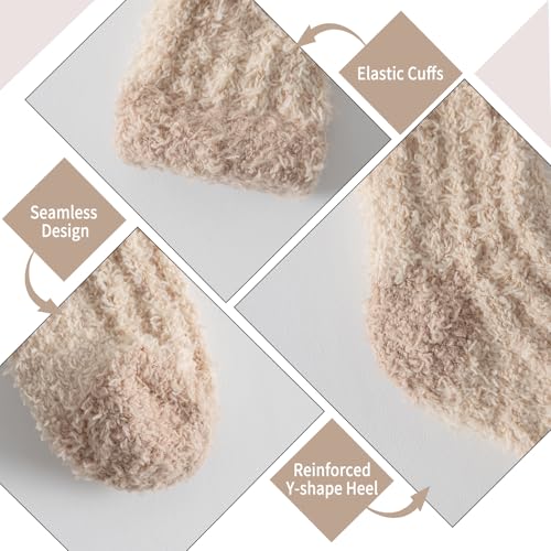 Image of Pleneal Fuzzy Socks for Women, Winter Womens Warm Cozy Fluffy Slipper Socks