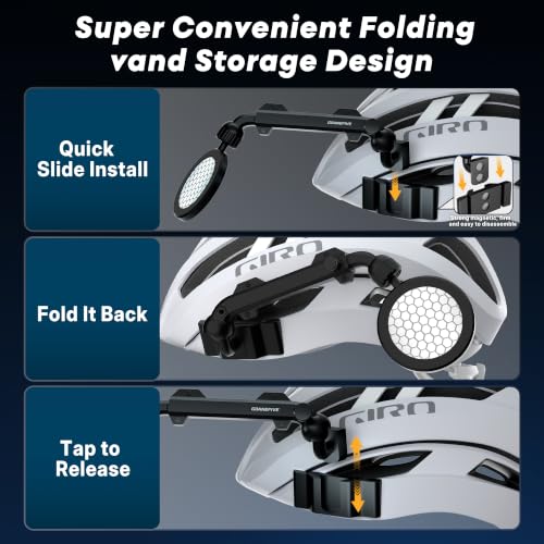 Bike Helmet Mirror with Magnetic Quick Release