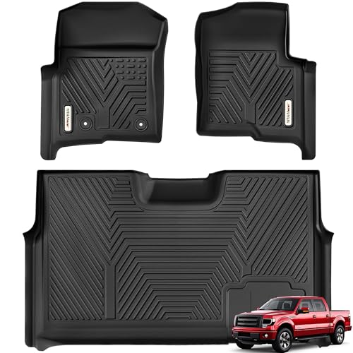 YITAMOTOR Floor Mats Compatible with 2010-2014 Ford F-150 SuperCrew/Crew Cab with Bucket Seat, TPE...