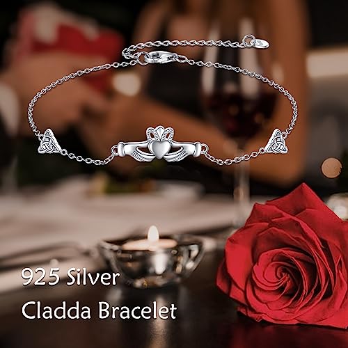 Bracelets for Women Sterling Silver Claddagh Infinity Tree of Life Daisy Bracelets Friendship Adjustable Charm Bracelet Jewelry Birthday Valentines Christmas Gifts for Mom Friends2