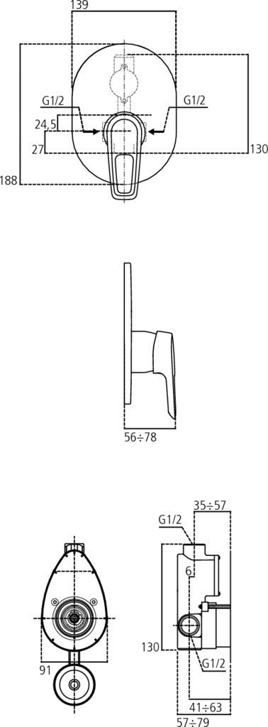 Ideal Standard A6665AA Ceramix Blue Miscelatore monocomando incasso doccia, parti esterne, cromato