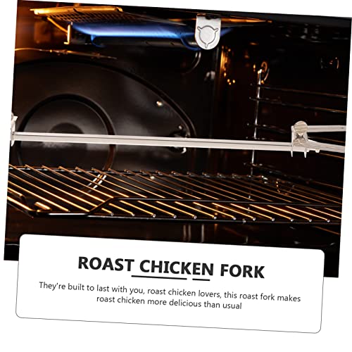 BESPORTBLE ステンレス製ロティサリー転式ローストチキンフォーク エアフライヤー対応 キッチン用耐熱ローストアクセサリー 丈夫で錆びにくい