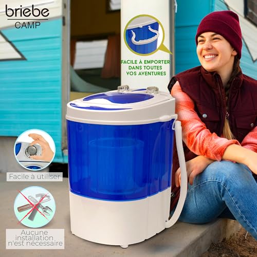 briebe Camp Mini Machine à Laver Portable Essorage, Camping, Capacité 3kg de Linge, Idéal Voyages, Caravanes et Camping-cars, Petite Laveuse, Faible Consommation d'Eau et d'Énergie, WM1111 Blanc – Image 6