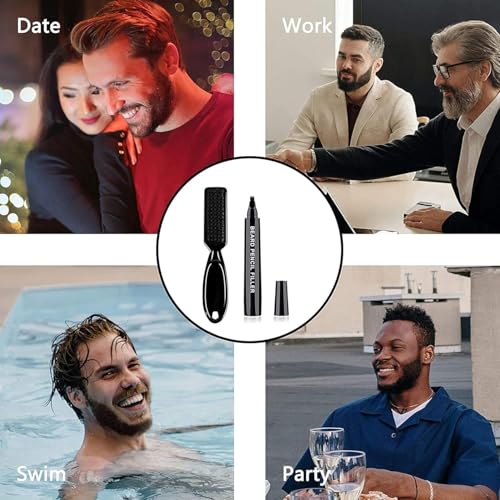 Image of 2 in 1 Hair Color Dye Stick Comb, Safe-And Waterproof and Sweat-Proof Hairs Dyes Comb,Instant and Best Hair Care, for Women & Men, Korean Hair Color Easy Application (Brown Hair Dye) (Black Beard Colouring Pen)