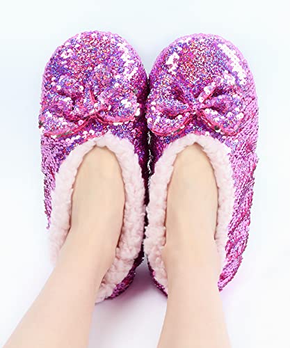 Image of Panda Bros Womens Ballerina Sequin Slippers, Bling House Slippers With Grippers