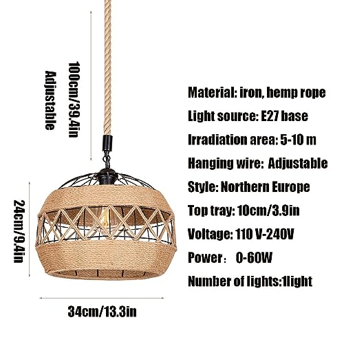 Lanterne suspendue en corde de chanvre pour table de café - 7