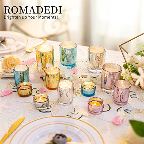 Romadedi Votive Tealight Candle Holders: 18 Pcs Mercury Glass Silver Tea Lights Candle Holder Bulk For Wedding Centerpiece Table Decorations, Bridal Shower, Party Decor, Christmas 6 Set #TOP3