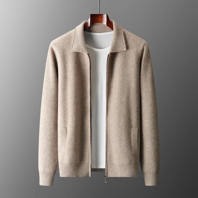 Men Wool Sweater Zipper Cardigan Turn-Down Collar Knitwear Soft Thick Casual Top2