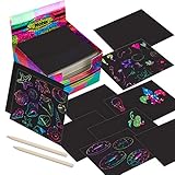 Scratch Paper Mini Art Notes 170 Sheets with 2 Stylus Pen, Rainbow Scratch Off Memo Cards for Kids Arts and Crafts, Creative Office Supplies Gift
