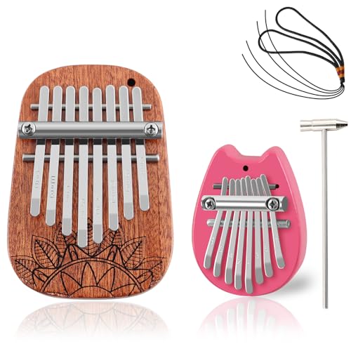 Image of RANMING 8 Key Mini Kalimba Thumb Piano 2 Pack Set Portable Finger Piano Exquisite Musical Gift for Adults and Christmas