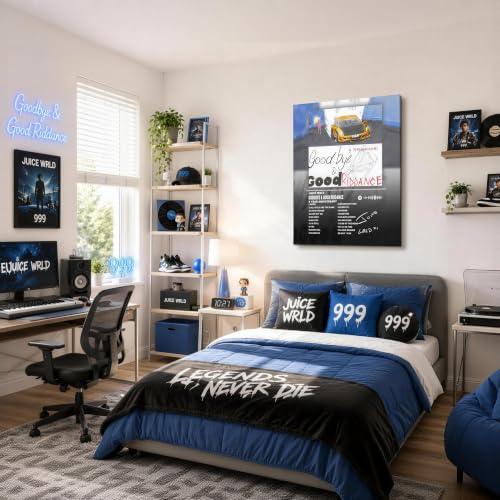 Image of Juice WRLD Canvas Wall Art, Rapper Collage Poster Print, Hip Hop Music Artwork for Bedroom Studio Gaming Room Decor, Vibrant Album Cover Picture Print Framed Music Wall Painting 16X20
