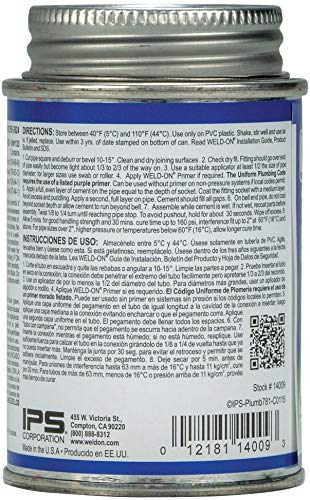 Weld-On 14009 781 PVC Medium-Bodied High-Strength Plumbing Solvent Cement - Fast-Setting and Low-VOC, Clear, 1/4 Pint (4 fl oz) - Thumbnail 2