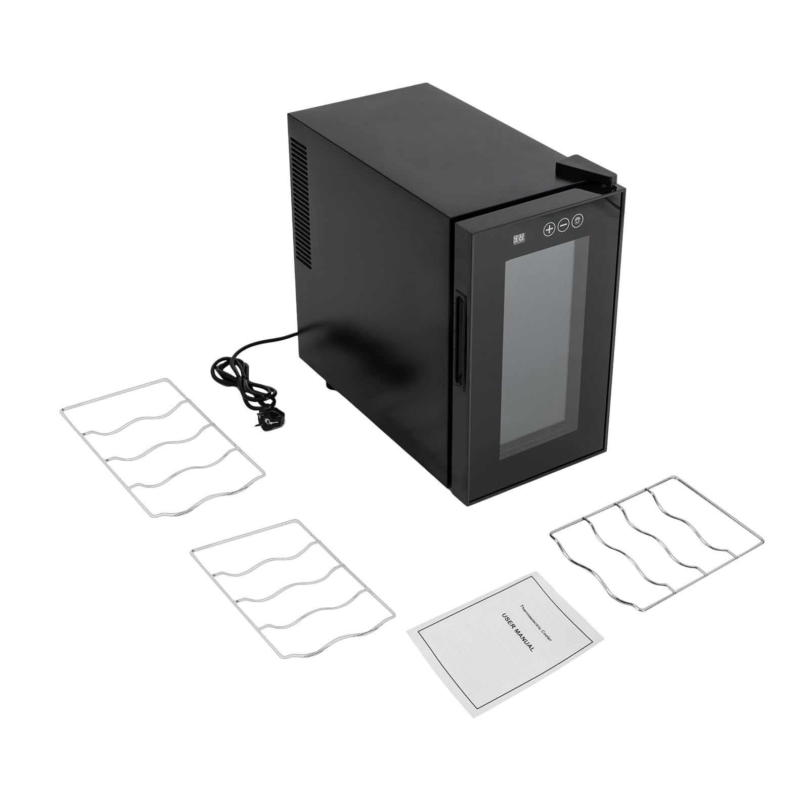 Refrigeratore per vino da 8 bottiglie, per vino dolce, vino rosso secco, nero, 25,8 x 50,2 x 46,5 cm, 23 l