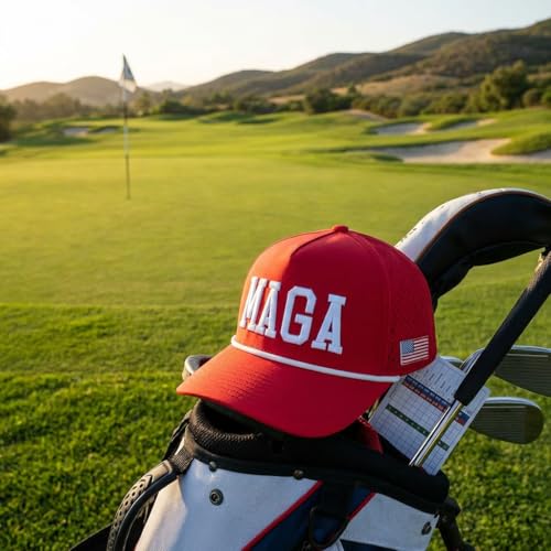 Image of Curves & Clubs Trump Golf Hats - One Size Adjustable Men's Hat - Breathable & Durable Trump Rope Hat - Perfect Golf Gift