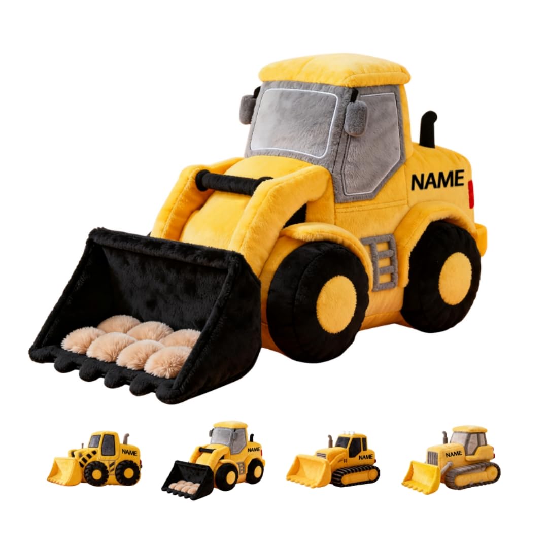 Personalized Forklift Truck Shaped Pillow with Name Cute Construction Vehicle Theme Pillow for Bed Sofa Car Couch Decor Forklift Truck Cushion Party Decor Gift for Boy Girl Kid Family Friends Driver