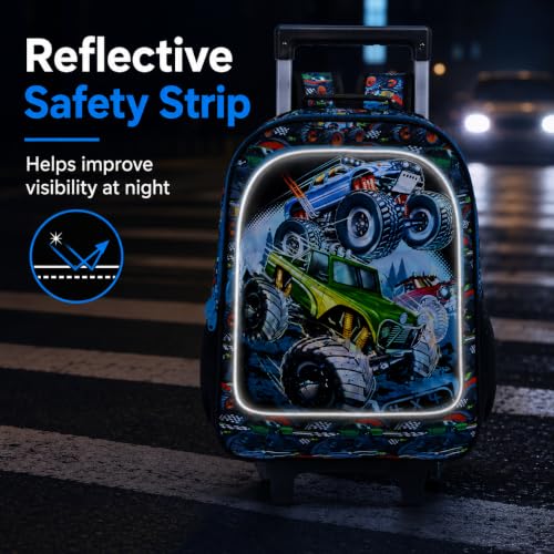 Image of CCJPX Rolling Backpack for Boys, Kids Roller School Bag with Wheels Toddler Wheeled Bookbag Elementary