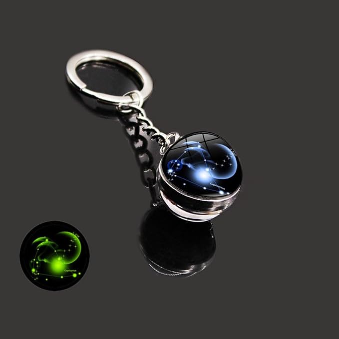 Key Chain for Men Women Twelve Constellations Gemstone Key Ring Fashion Bag Backpack Car Charm Accessory Gifts