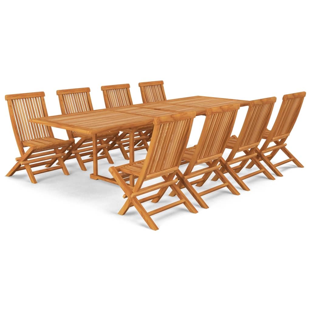 Set di mobili da giardino in teak massiccio, espandibile 180-280 cm, per terrazza, balcone, sedie pieghevoli, set di mobili da esterno