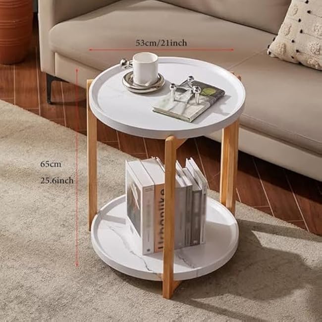 Wood Round Mobile Shelving Unit Organizer,Trolley Organizer Serving Cart,Mobile Storage Cart for Living Room Kitchen Bathroom(Brown)-uFsJHcBw