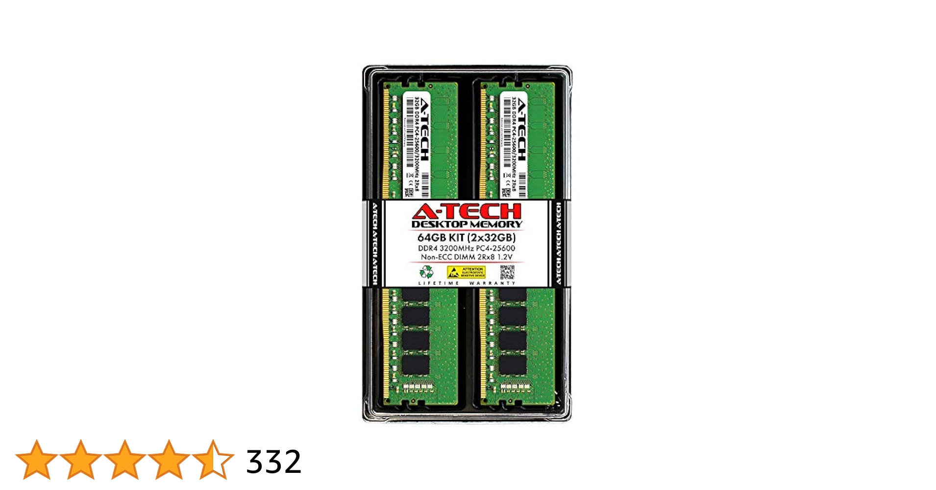 A-Tech 64GB (2x32GB) DDR4 3200 MHz UDIMM PC4-25600 (PC4