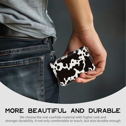 Image of Cute Credit Card Holder with Zipper, Cow Skin RFID-Blocking Card Case Small Wallet for Women Men, Multi-slot Card Organizer Case Travel Accordion Wallet