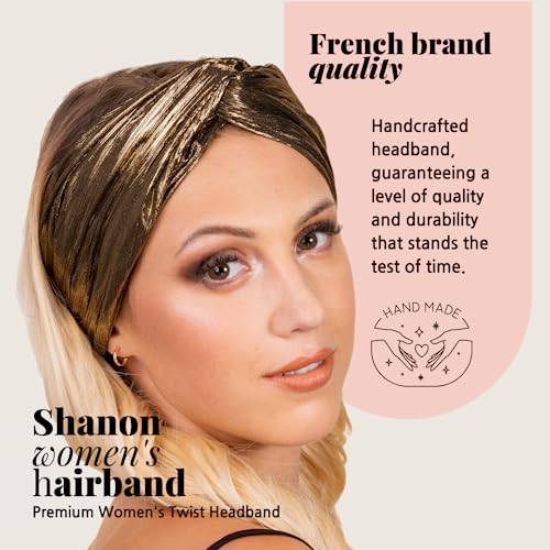 Mon Petit Bandeau - Women's Fashion Headbands - Hair Accessories French Brand - Trendy Hairband For Women - Gold Metallic Twisted Headband | Shanon Model #TOP3