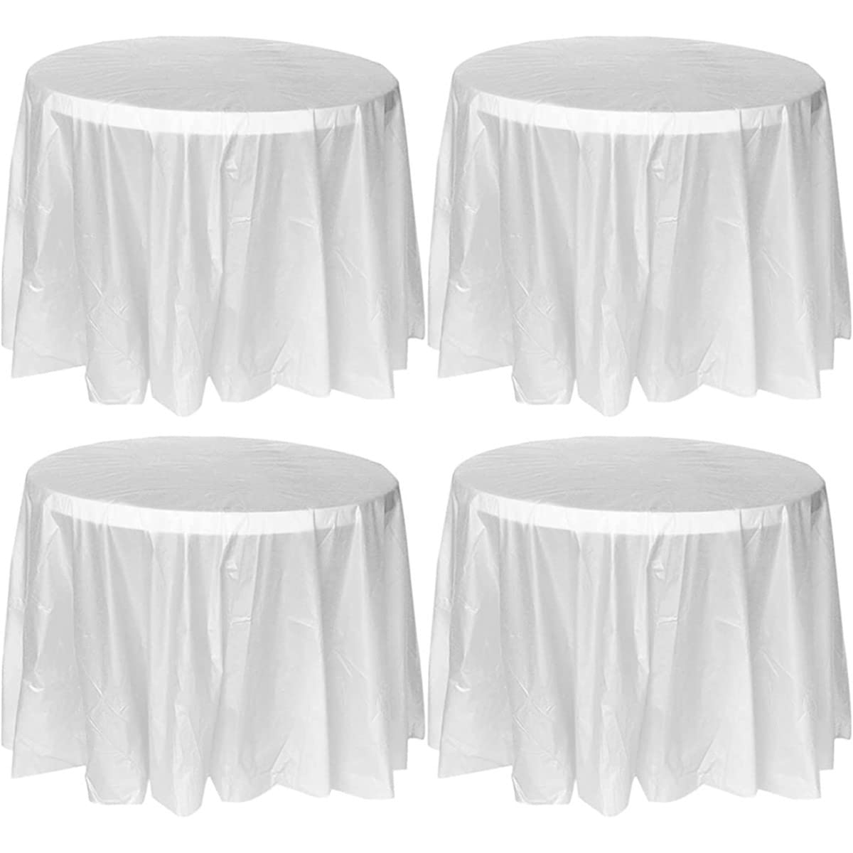 TOKYMOON 4 Pack of Round Disposable 84 Inch Tablecloths Party Wedding Picnic Banquet Table Clothes Table Cover for Round Tables