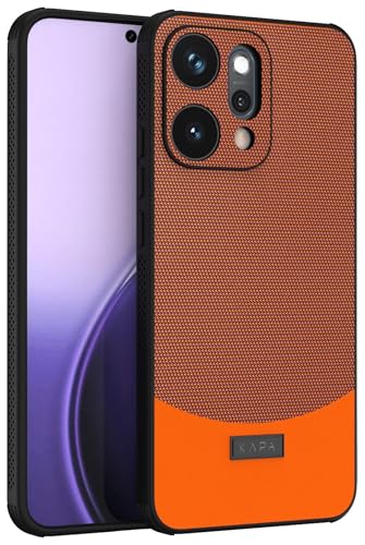 Image of Kapa MatrixWoven Grip Back Cover for Oppo Reno 14 Pro 5G | Woven Fabric & Leather Hybrid Camera Protection, Shockproof Slim Bumper Case (Brown Orange)