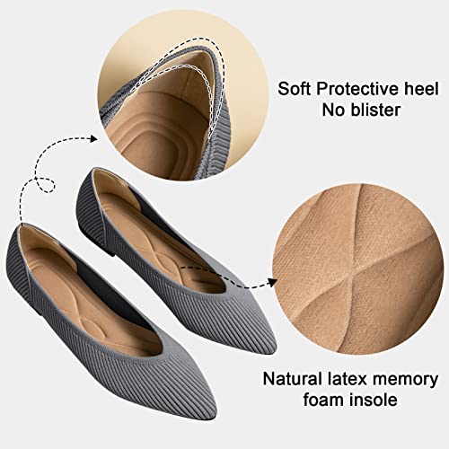 Image of TINGRISE Women's Flats Shoes Pointed Toe Knit Ballet Comfortable Dressy Slip On Flat