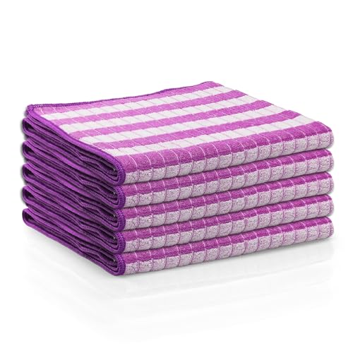 Das blaue Wunder Extra Geschirrtuch | aus Bambusfasern | extrem saugfähig | 60 cm x 40 cm (Beere, 5)