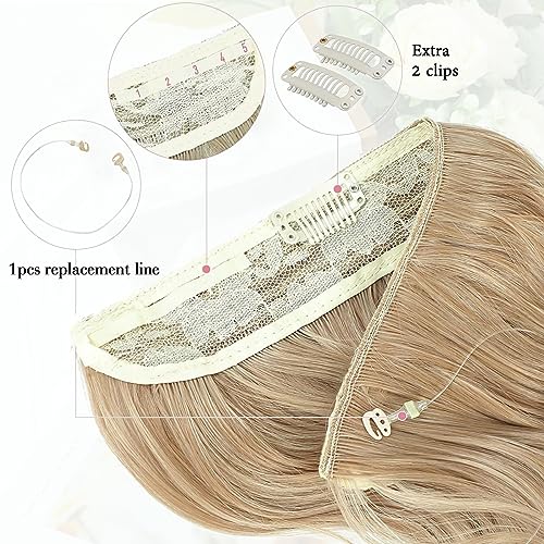 Secret Hair Extensions 12 Inch Dark Blonde Hairpiece Invisible Wire Hairextensions Clip in Synthetic hair Pieces for Women Natural Wavy hairextension - Image 4