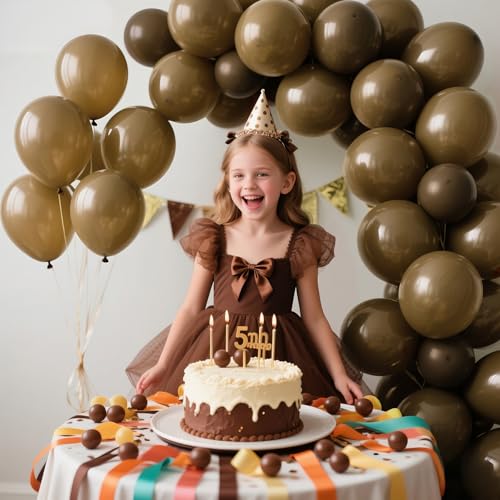 Image of 200pcs Brown Balloons 5 Inch, Small Mini Latex Balloons for Party Birthday Baby Shower Anniversary Festival Arch Garland Decoration