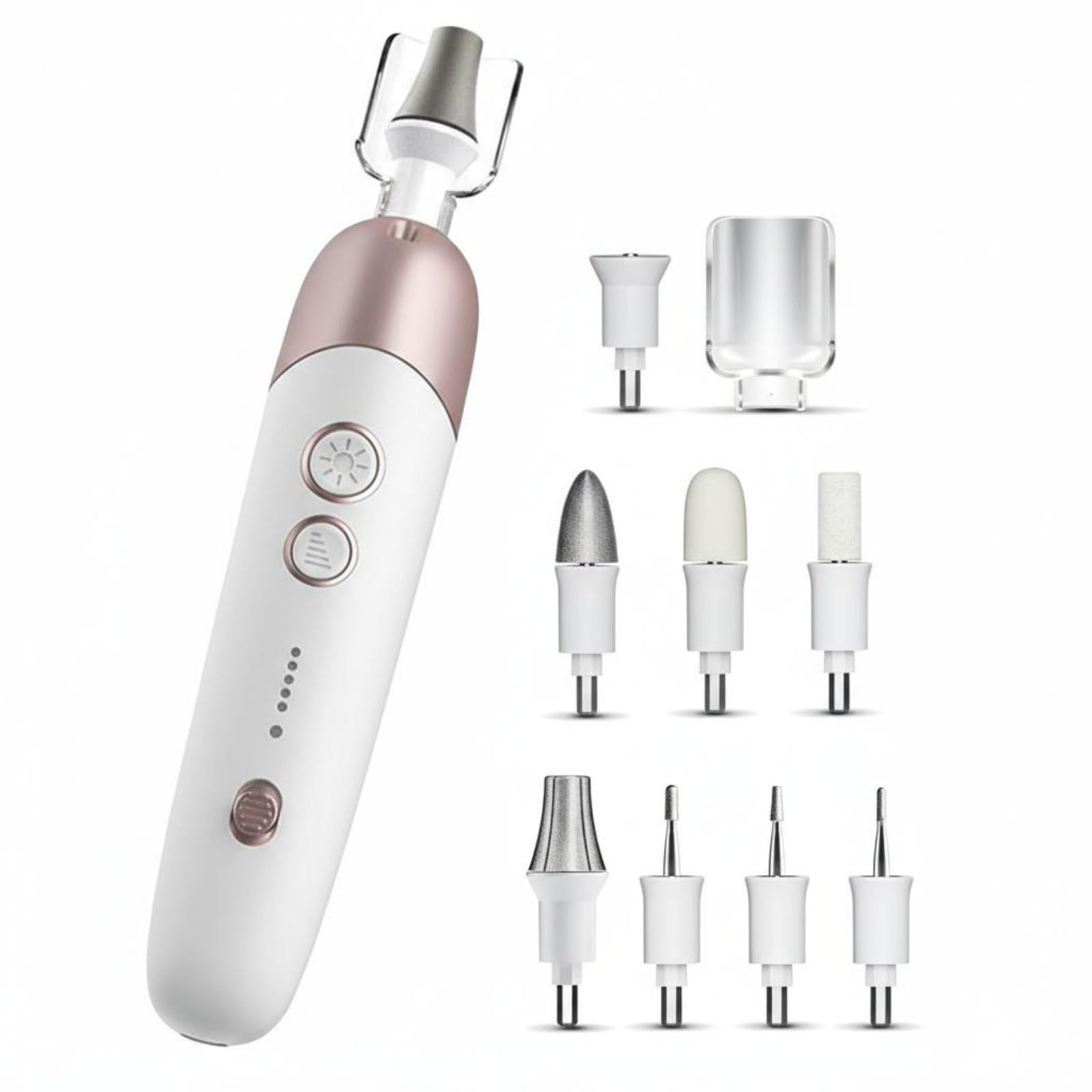 Fresa per Unghie Elettrica Trapano Lima Set Manicure Pedicure Cordless USB con Regolazione Continua Della Velocità E Accessori Intercambiabili Adatta a Viaggio , Bianco