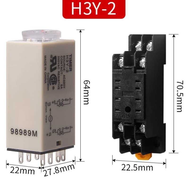 Power on Delay Time Relay H3Y-4 H3Y-2 Small 14-pin 8-pin DC12V24vAC220v Timer Switch 1S 3S 5S 30S 60S 5M 10M 30M 60M(10pcs-DC12,H3Y-2 5M)