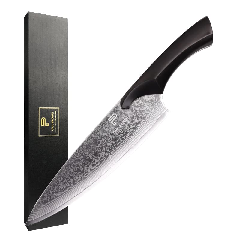 Paul BrownChef Knife length 8 Inch Cheetah Series Made of 67 Layers Damascus Steel with VG10 Core Ergonomic Ebony Wood Handle PB0032-0056